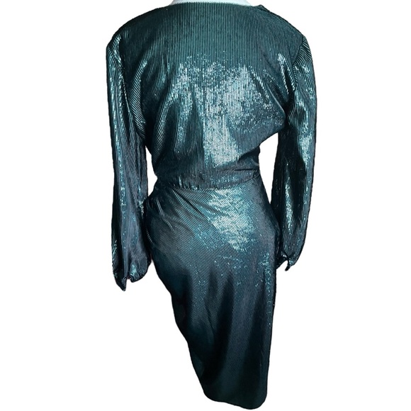 Amanda Uprichard Women's Small Long Sleeve Roma Dress in Ansella Burnout Green - Picture 8 of 11